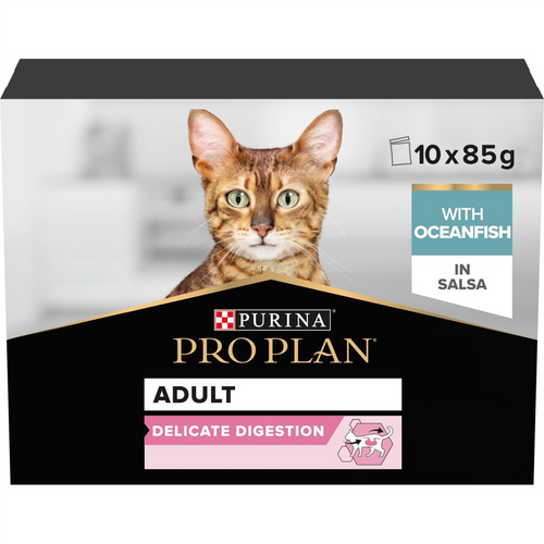 Pro Plan Delicate Wet Cat Food, Oceanfish in Gravy, Multipack, 10 x 85g