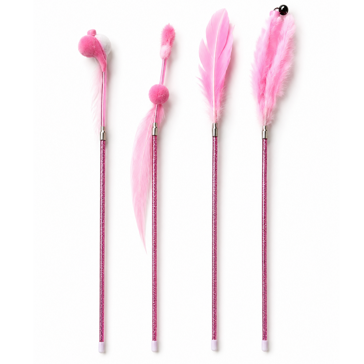 4pcs Cat Toy Set Self Play Wand Pink