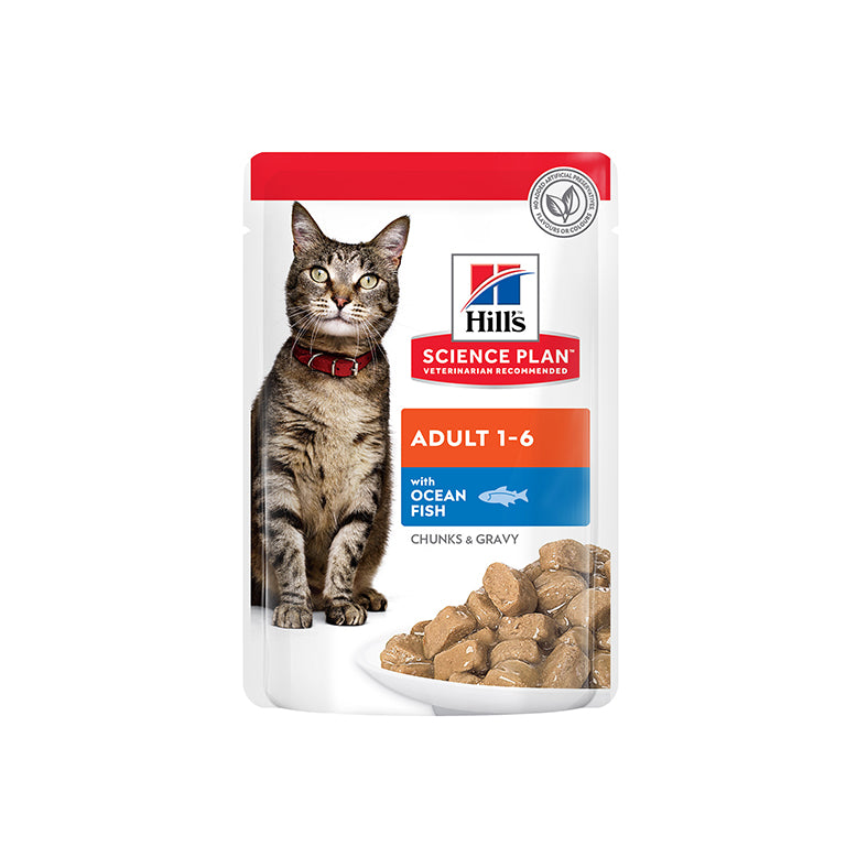 Hill's Science Plan Adult Wet Cat Food Ocean Fish Pouches 12x85g