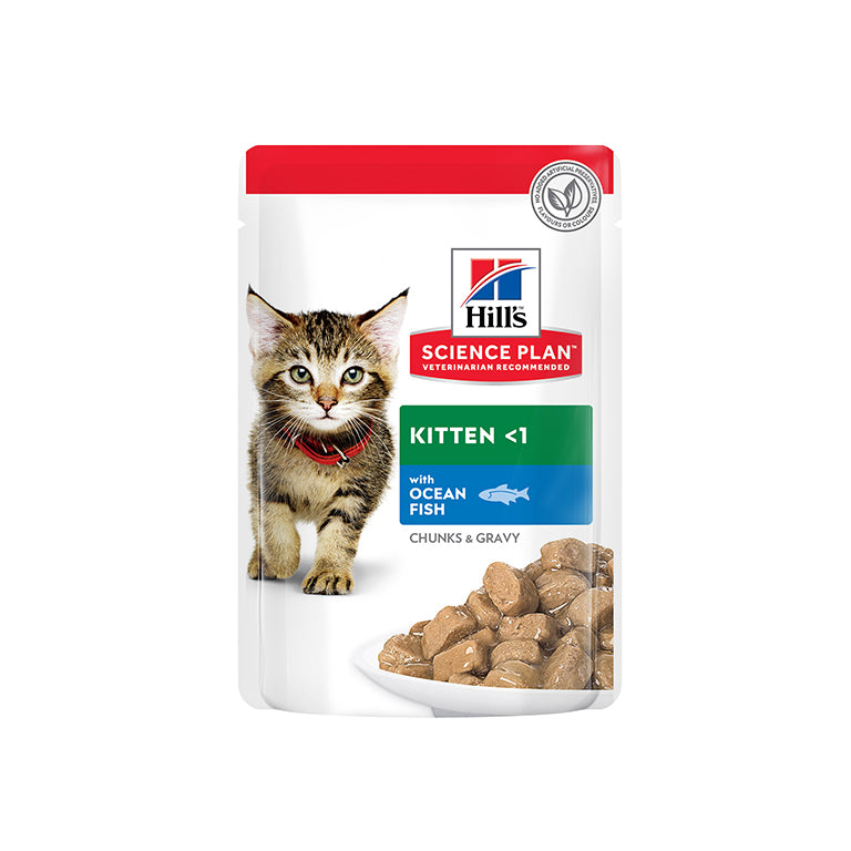 Hill's Science Plan Tender Chunks & Gravy Kitten Ocean Fish Pouches 12x85g