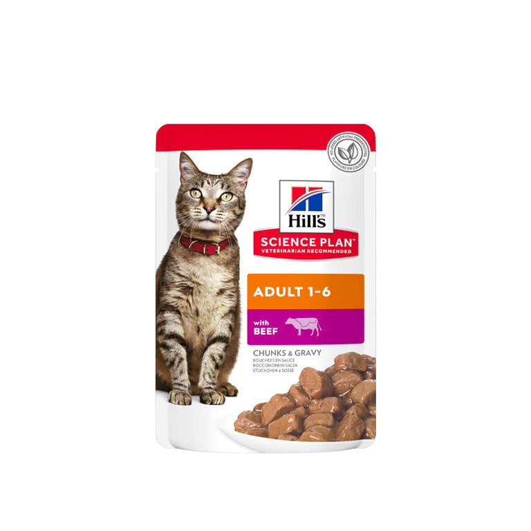 Hill's Science Plan Adult Wet Cat Food Beef Pouches 12x85g