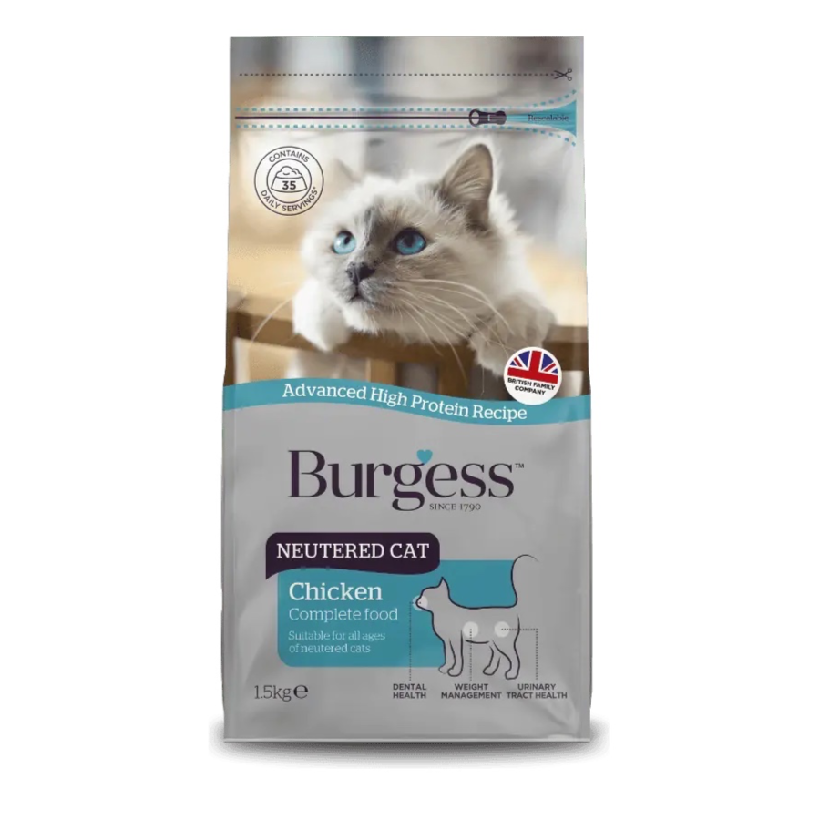 Burgess Complete Adult Neutered Cat Food Chicken – 1.5kg