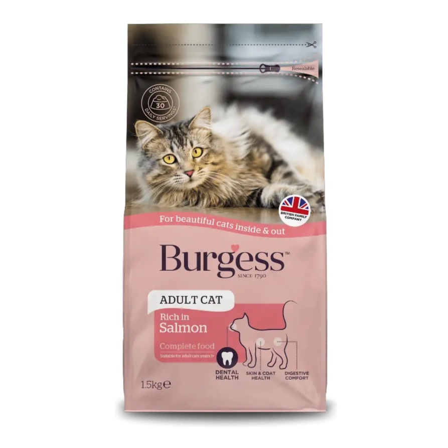 Burgess Supacat Adult Cat Food – Rich in Salmon – 1.5Kg