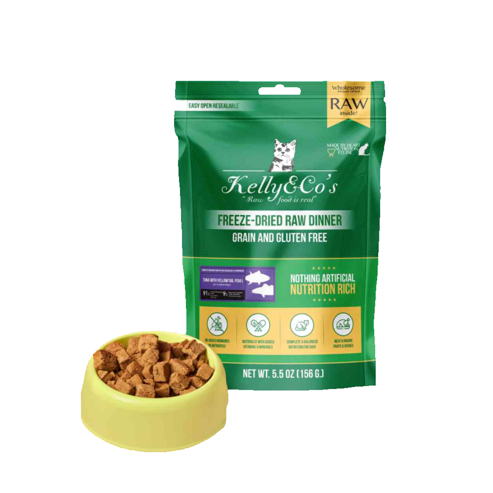 KELLY & CO’S FREEZE-DRIED RAW CAT FOOD TUNA With YELLOWTAIL FISH FORMULA 397g