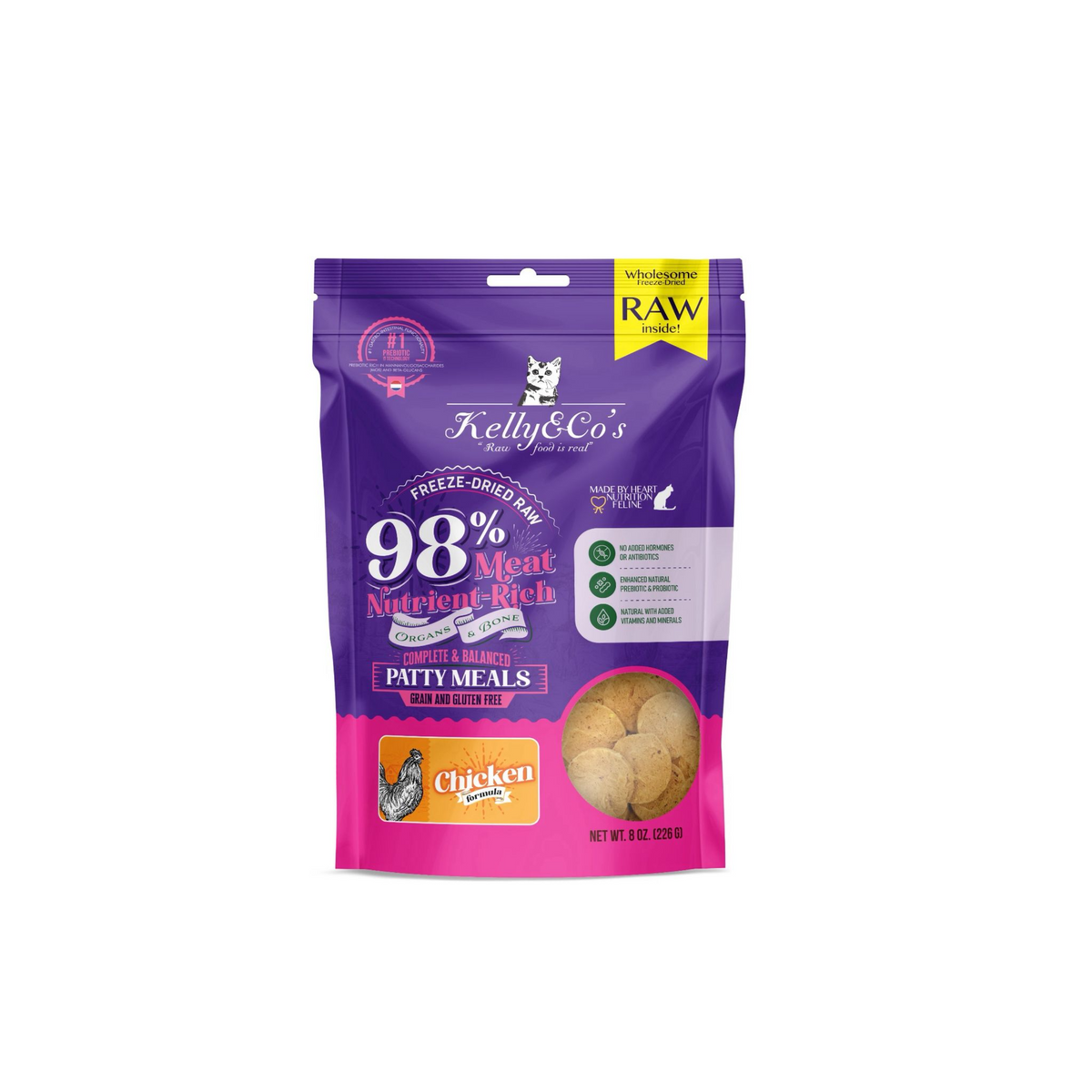 Kelly & Co’s Freeze-Dried Cat Patty Meals CHICKEN – 226g