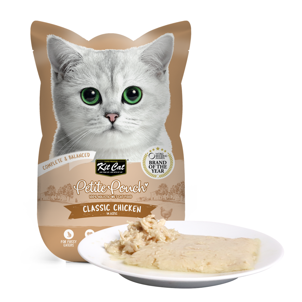 Kit Cat Petite Pouch Complete & Balanced Classic Chicken In Aspic 70g