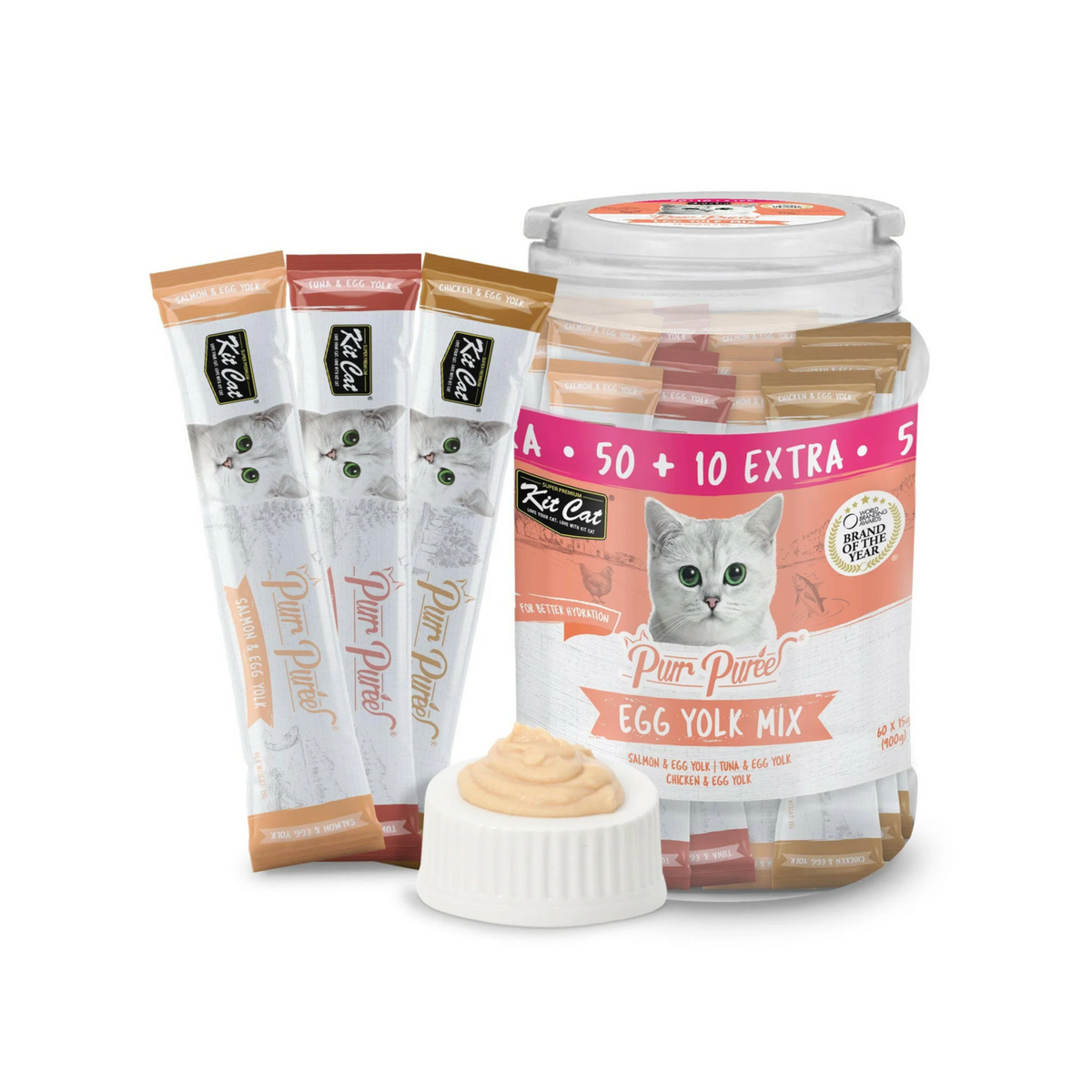 Kit Cat Purr Puree Egg Yolk Mix 900g (60 sachets x 15g)