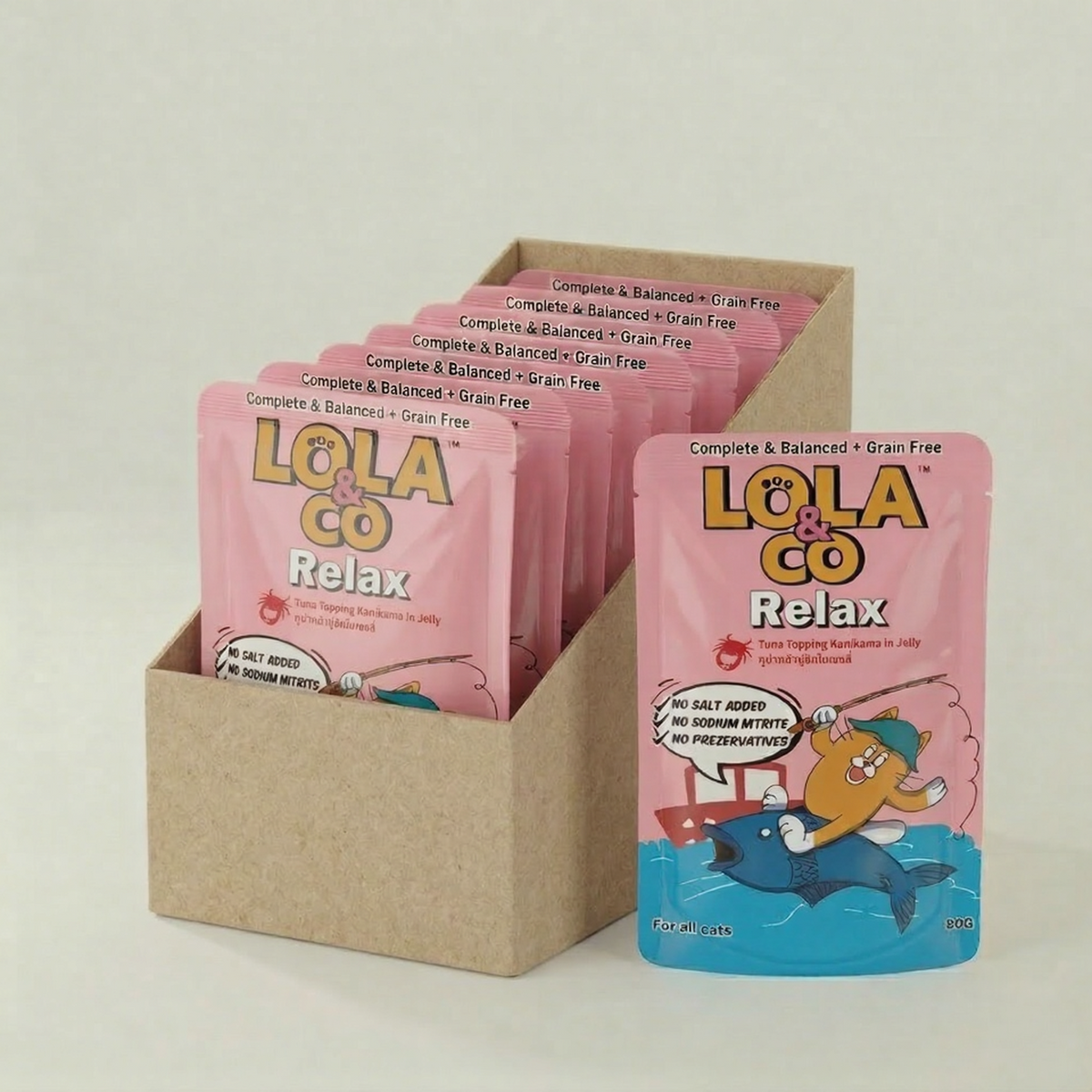 Lola & Co Relax Tuna Topping Kanikama In Jelly 80gx12pcs