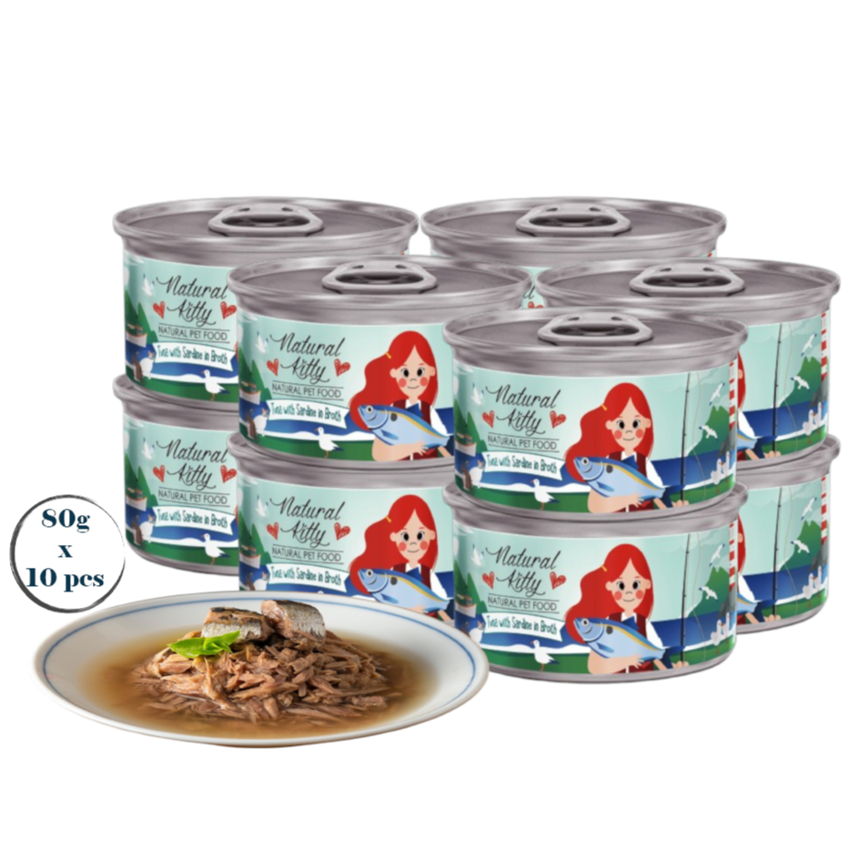 Natural Kitty tuna with sardine in broth 80g x 24