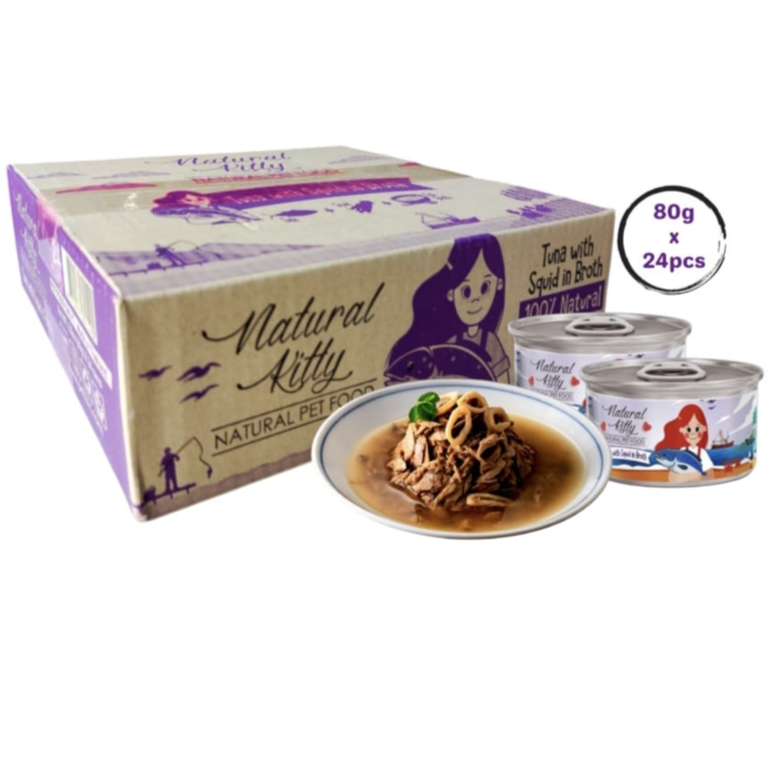 Natural Kitty tuna with squid in broth 80g x 24