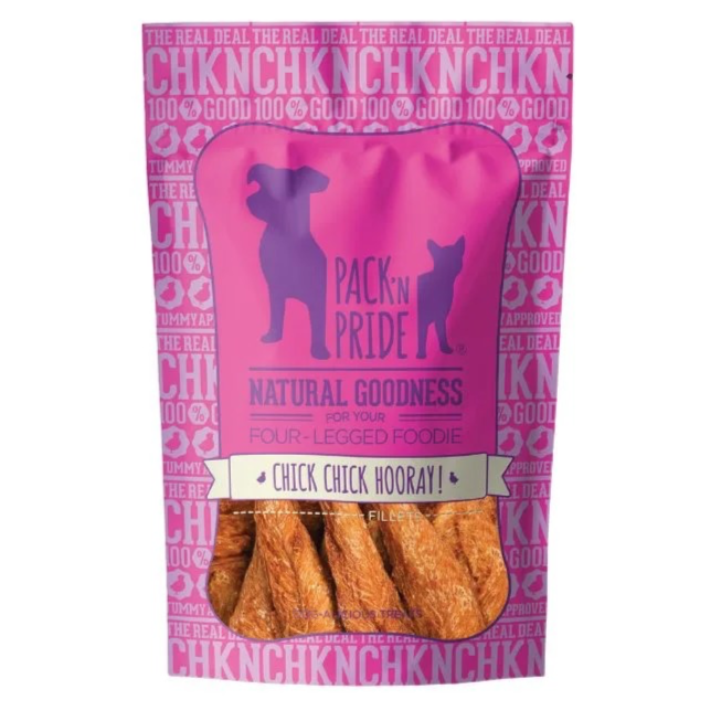 PACK’N PRIDE Chick Chick Hooray FILLET Dog Treats 100g
