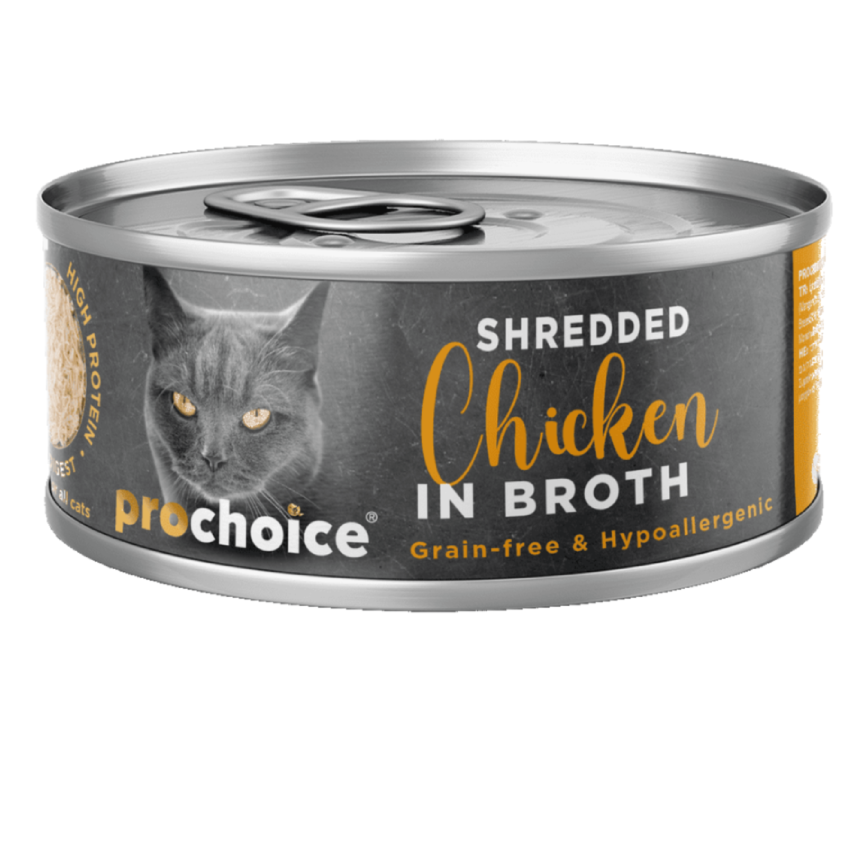 PROCHOICE DELUXE SHREDDED CHICKEN IN BROTH CAT 70g
