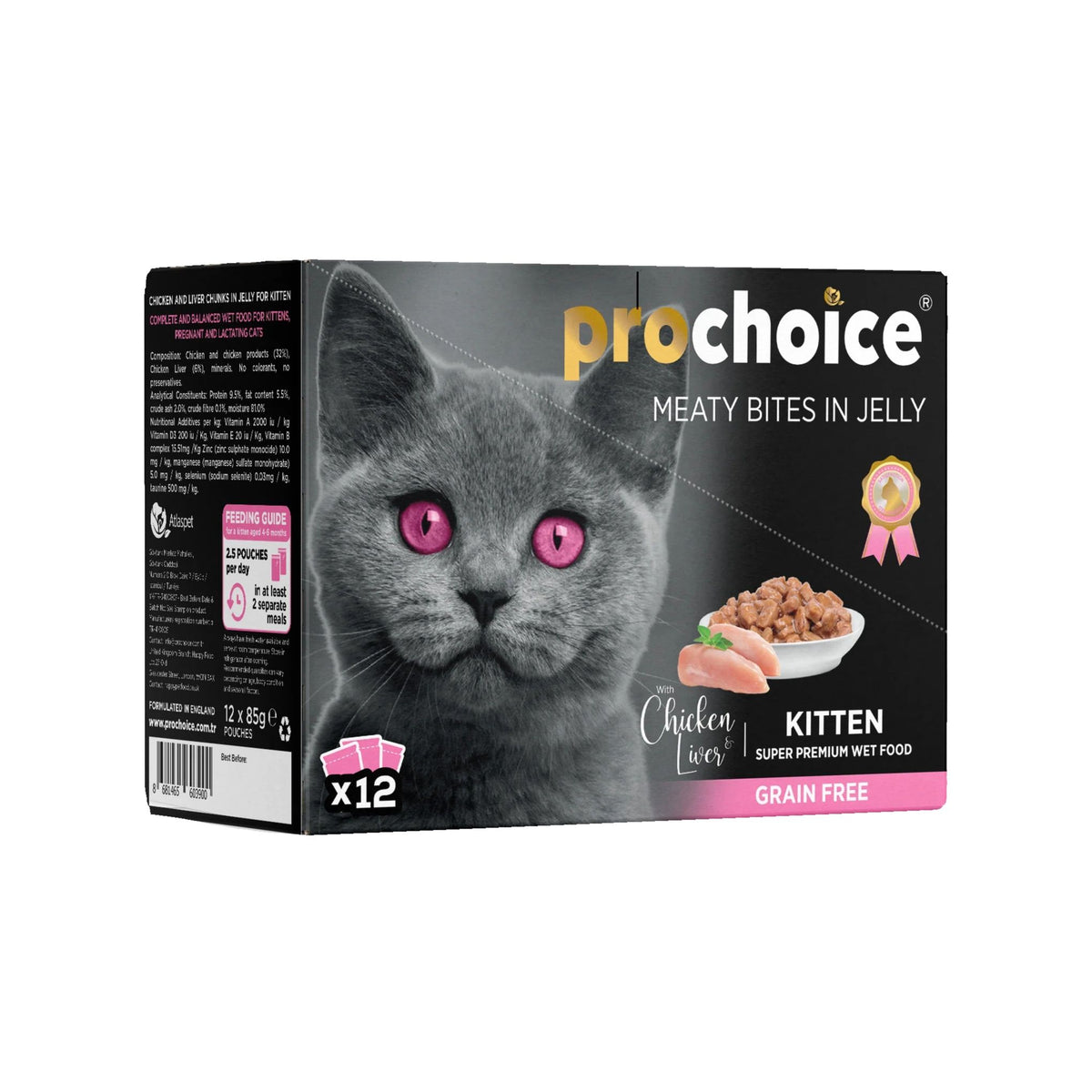 PROCHOICE KITTEN CHICKEN WITH LIVER 85g x 12