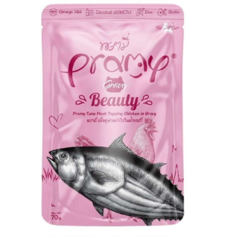 Pramy Beauty Tuna Meat Topping Chicken In Gravy 70g