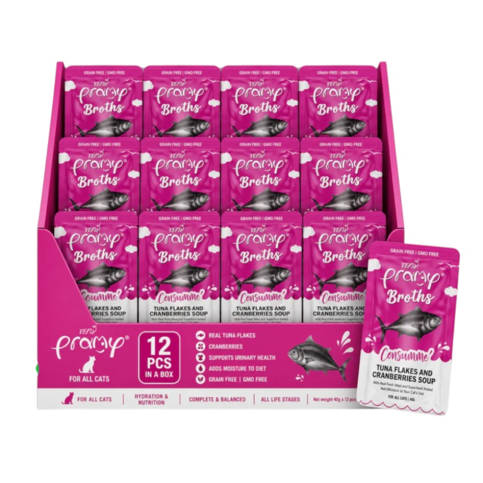 Pramy Broths Consumme Tuna Flakes & Cranberry Soup 40gx12pcs