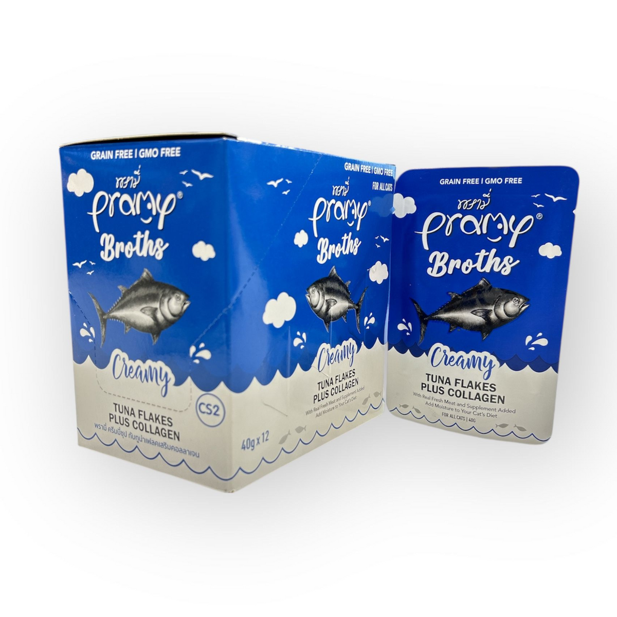 Pramy Broths Creamy Tuna Flakes Plus Collagen 40gx12pcs