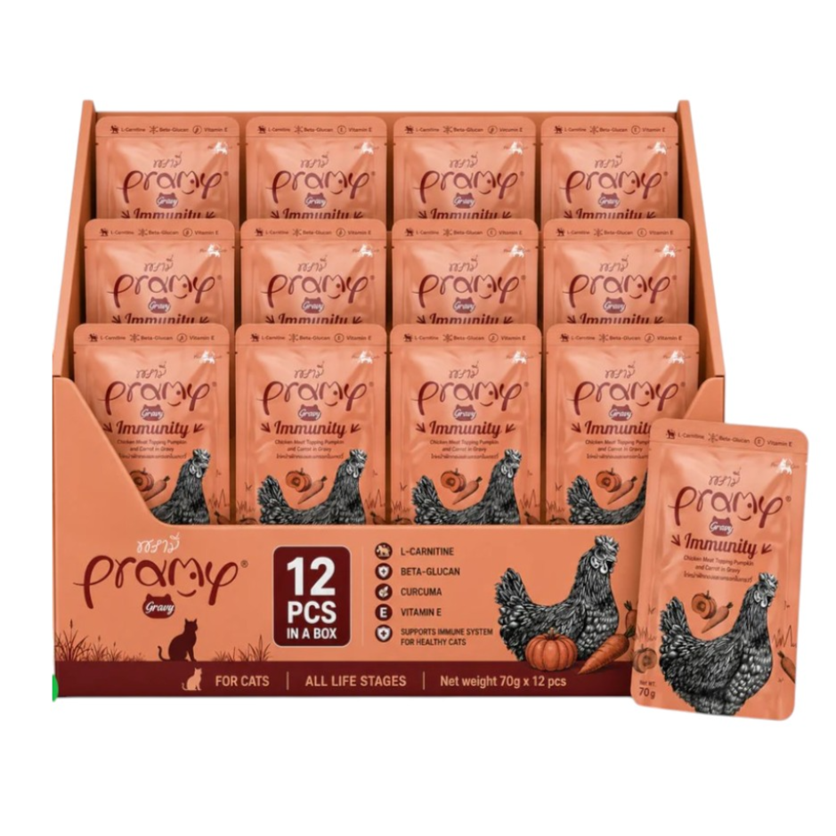 Pramy Immunity Chicken topping Pumpkin & Carrot Recipe 70gx12pcs
