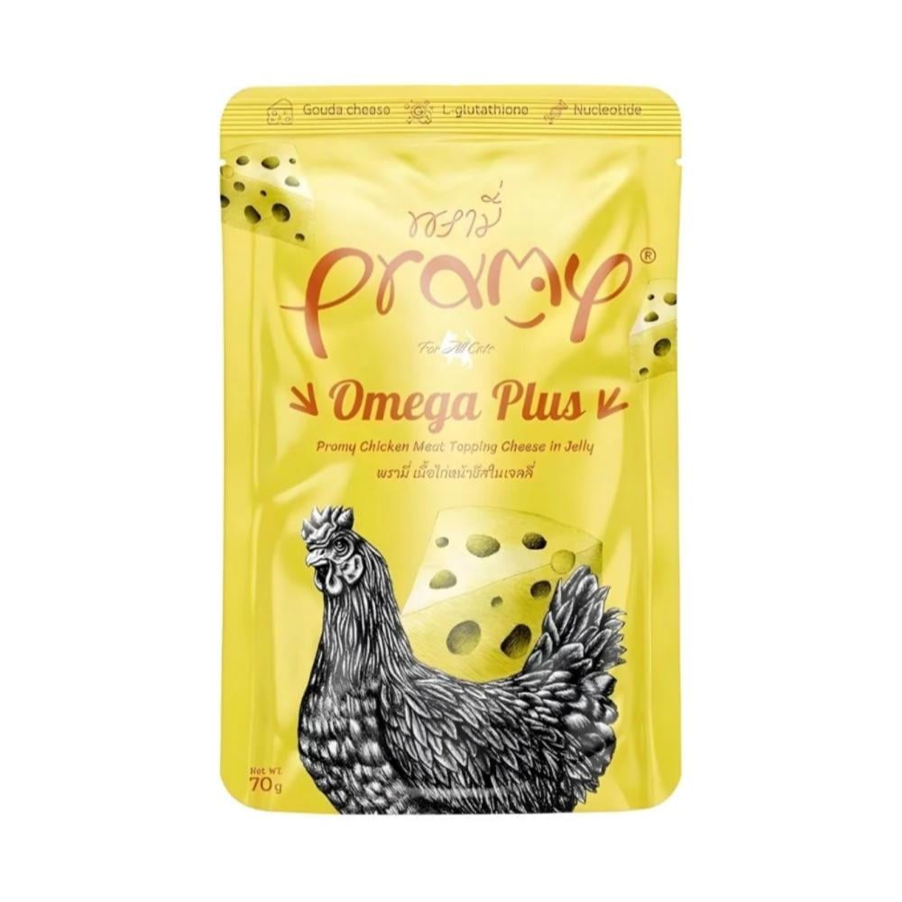 Pramy Omega Plus Chicken topping Cheese in Jelly Recipe 70gx12pcs