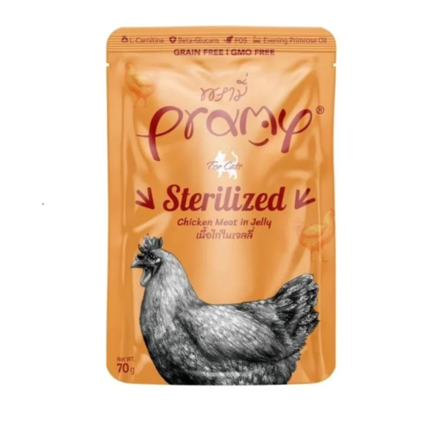 Pramy Sterilized Cat Wet Food For Adult Cats With Chicken In Jelly 70g
