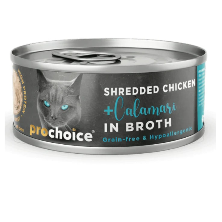 Prochoice Deluxe Shredded Chicken & Calamari in Broth Wet Cat Food, 70g